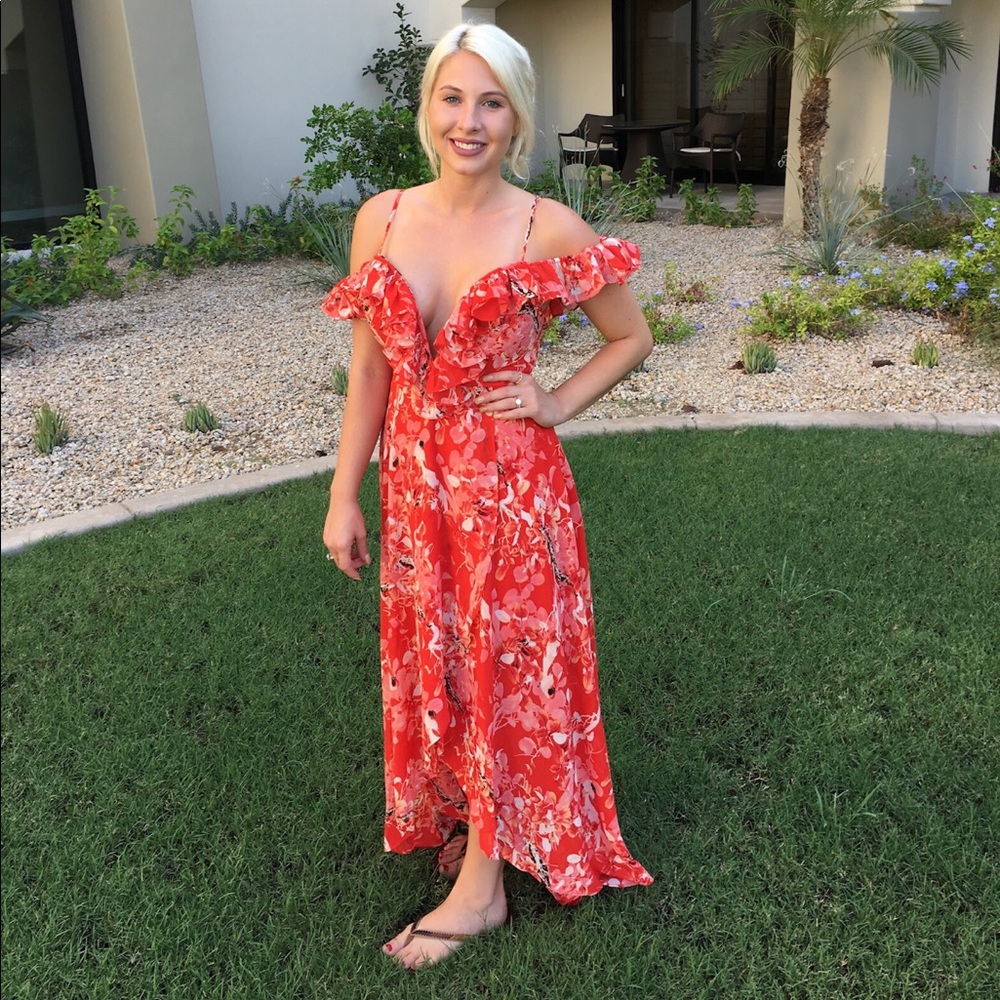 Deep V floral Maxie dress